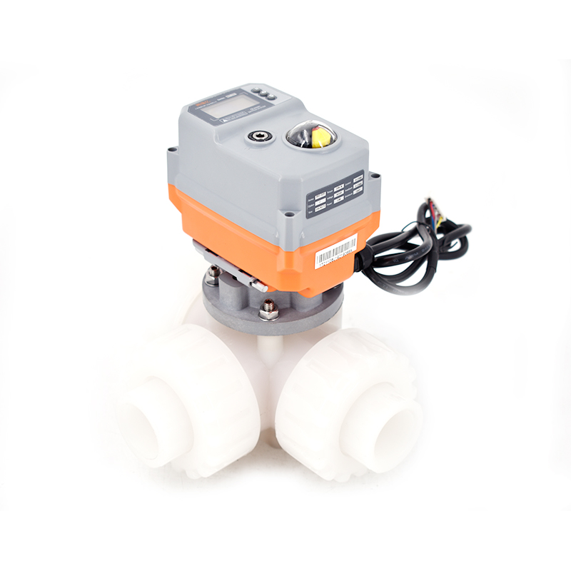 微型電動PVDF三通球閥 流量切換 耐強酸堿腐蝕 智能調節閥 Q924/5F-10S